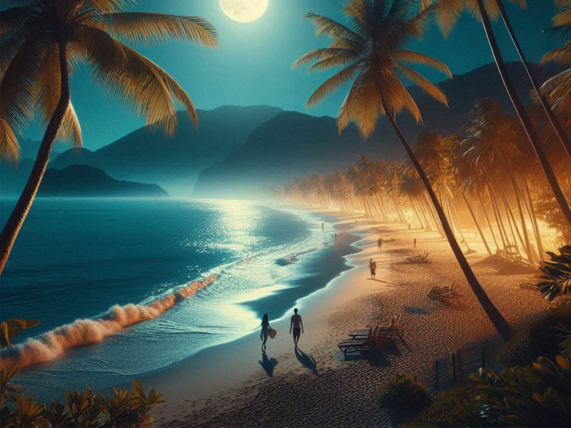 Các cặp đôi có thể cùng nhau đi dọc bờ biển, nghe tiếng sóng vỗ nhẹ nhàng