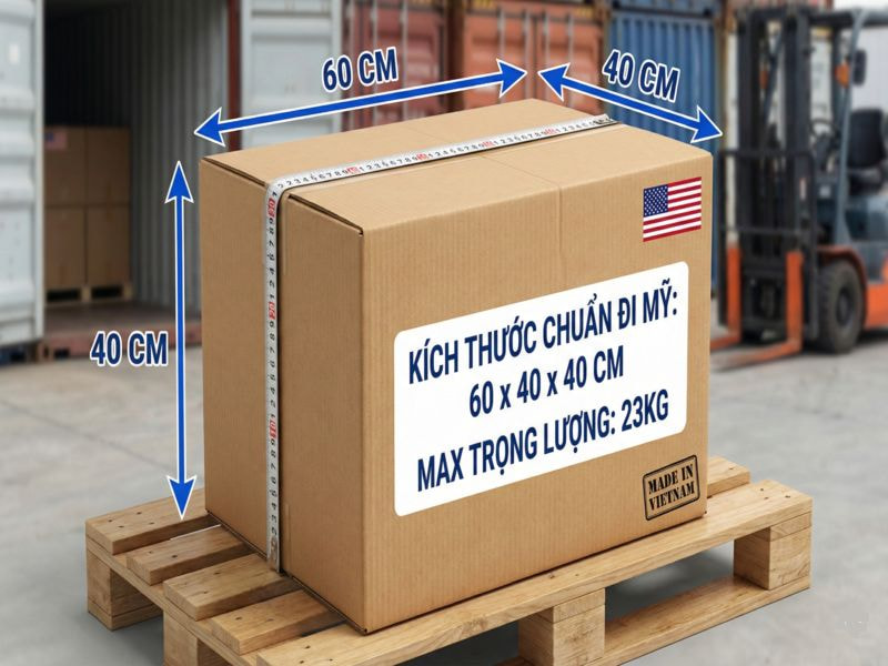 Kích thước thùng carton đi Mỹ là bao nhiêu