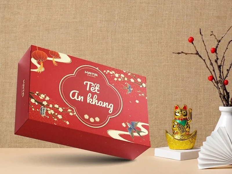 Quà Tết hình chữ nhật luôn giữ được vẻ đẹp truyền thống ấn tượng